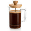 Stūmoklinis kavos ir arbatos kavinukas su bambukiniu dangteliu – French Press indas, 350 ml talpa