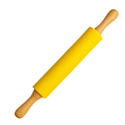 Silikoninis tešlos kočėlas 43 cm – didelis, nelimpantis virtuvės įrankis, geltonas