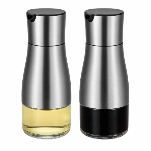 Stiklinis aliejaus buteliukas su dozatoriumi   – 2 vnt. po 320 ml