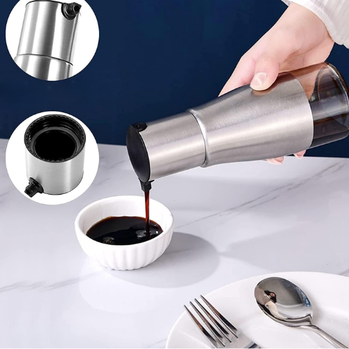 Stiklinis aliejaus buteliukas su dozatoriumi   – 2 vnt. po 320 ml