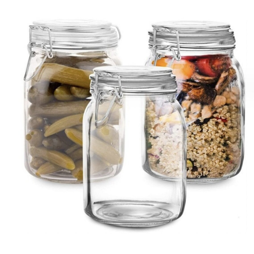 Rinkinys HERMETINIAI Uždarytas stiklainis 2 x 1000 ml + 2 x 500 ml stiklainiai