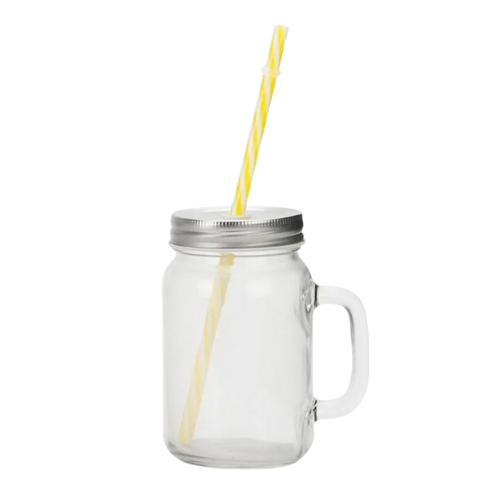 Stiklinė su dangteliu ir šiaudeliu – 450 ml, 2 vnt.,  gėrimams