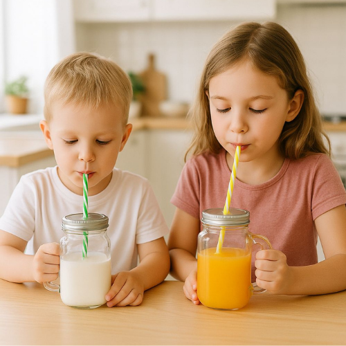 Stiklinė su dangteliu ir šiaudeliu – 450 ml, 2 vnt.,  gėrimams