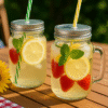 Stiklinė su dangteliu ir šiaudeliu – 450 ml, 2 vnt.,  gėrimams