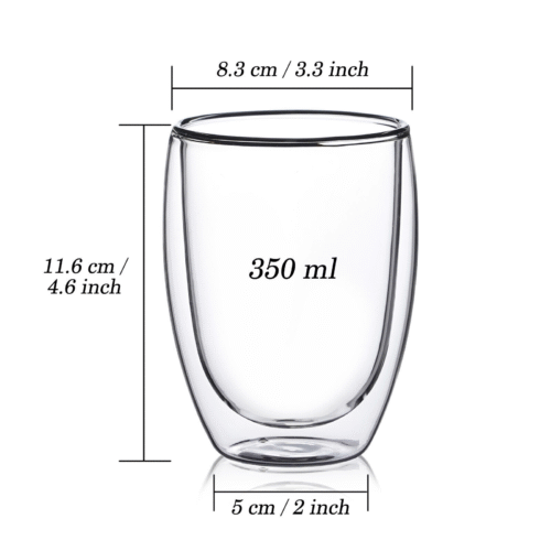 Termo stiklinės 350 ml latte kavai su dvigubomis sienelėmis – 2 vnt. rinkinys