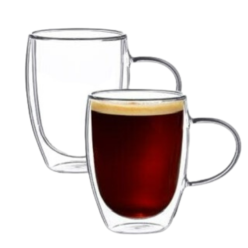 Termo stiklinė su rankenėle 350 ml iš borosilikatinio stiklo – dvigubos sienelės, 1 vnt.