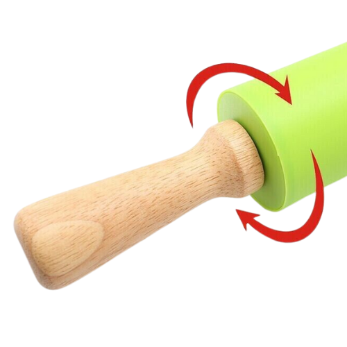 Silikoninis tešlos kočėlas 30 cm – nelimpantis virtuvės įrankis, žalias