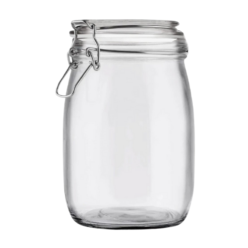 Hermetiškas stiklinis indas su dangčiu – 1000 ml didelis laikymo indas birioms prekėms