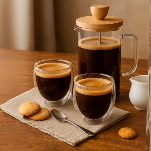 Termo stiklinės 250 ml latte kavai su dvigubomis sienelėmis – 2 vnt. rinkinys