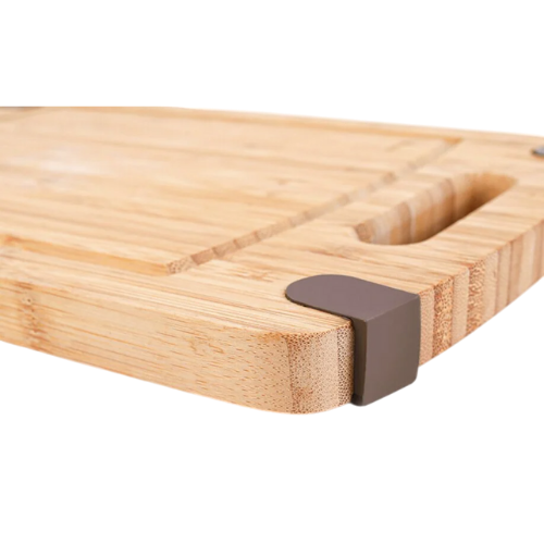 Ekologiška bambukinė pjaustymo lenta su neslidžiais silikoniniais kraštais, 35 cm