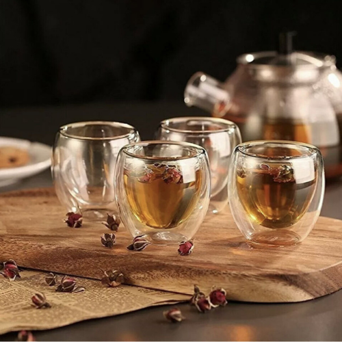 Termo stiklinės 250 ml latte kavai su dvigubomis sienelėmis – 2 vnt. rinkinys
