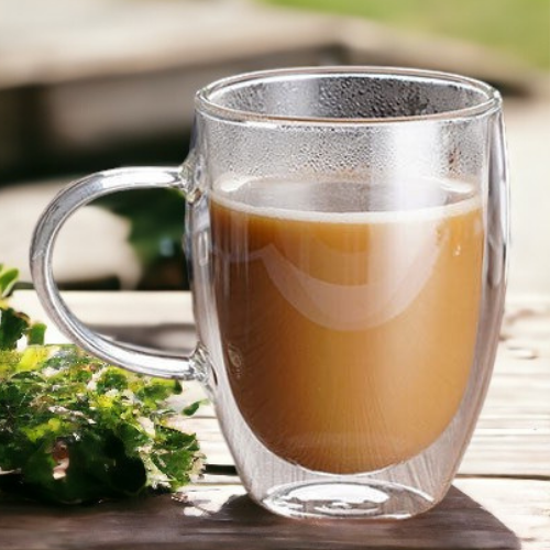 Termo stiklinės su rankenėlėmis 350 ml iš borosilikatinio stiklo – dvigubos sienelės, 2 vnt. rinkinys