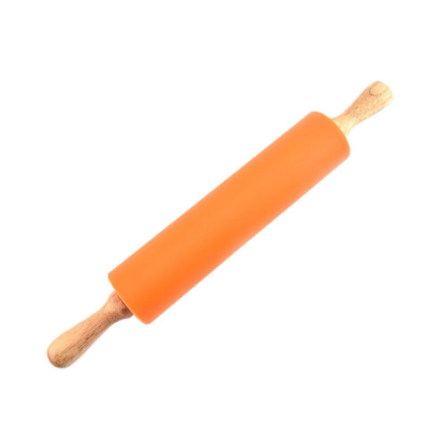 Silikoninis tešlos kočėlas 23 cm – mažas, nelimpantis virtuvės įrankis, oranžinis