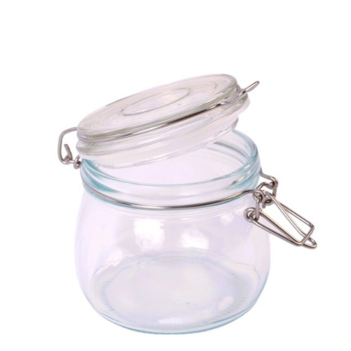 Sandarus stiklinis indelis su dangteliu - 500 ml, nedidelis laikymo indas