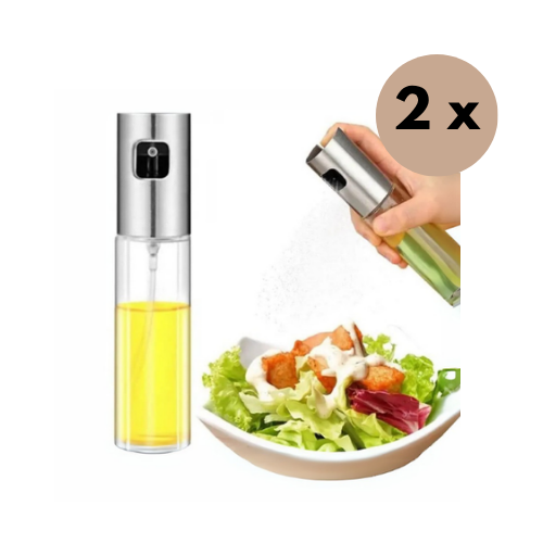Stiklinis aliejaus purkštuvas 100 ml – pakartotinai pripildomas, alyvuogių aliejui, actui ir kepimui, rinkinys 2 vnt.