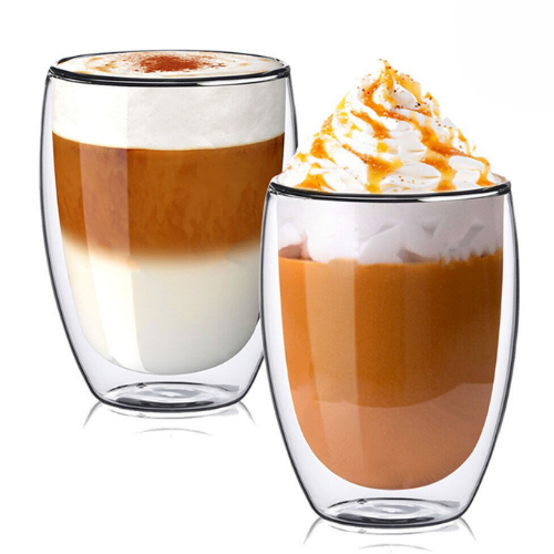 Termo stiklinės 350 ml latte kavai su dvigubomis sienelėmis – 2 vnt. rinkinys