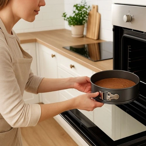 Apvali torto kepimo forma 21 cm – nelimpanti, plieninė
