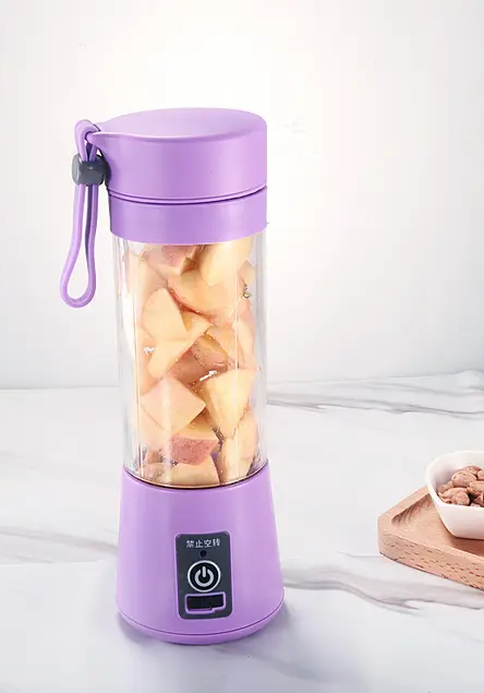 Nešiojamas USB trintuvas 380 ml – elektrinis plaktuvas kokteiliams ir glotnučiams, violetinis