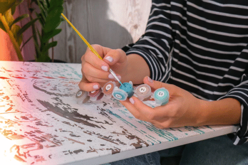 Tapyba pagal skaičius – paveikslas, dažai, teptukai, rinkinys „Tulpės“, 40×50 cm