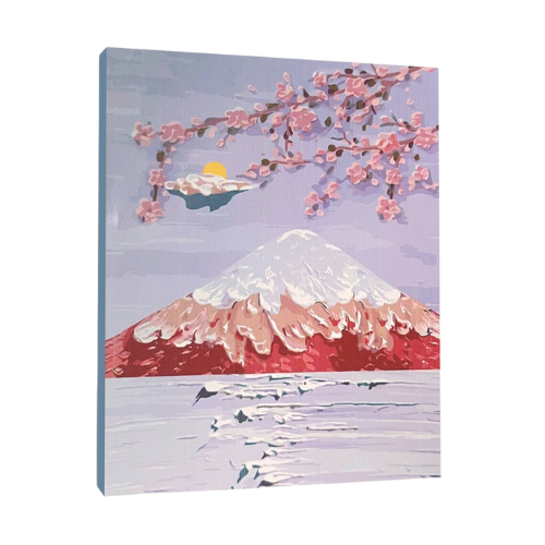 Tapyba pagal skaičius – paveikslas, dažai, teptukai, rinkinys „Fudžijama“, 40×50 cm