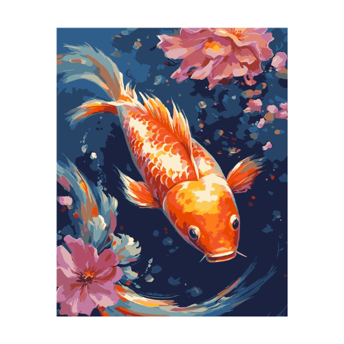 Tapyba pagal skaičius – paveikslas, dažai, teptukai, rinkinys „Auksinis karpis“, 40×50 cm